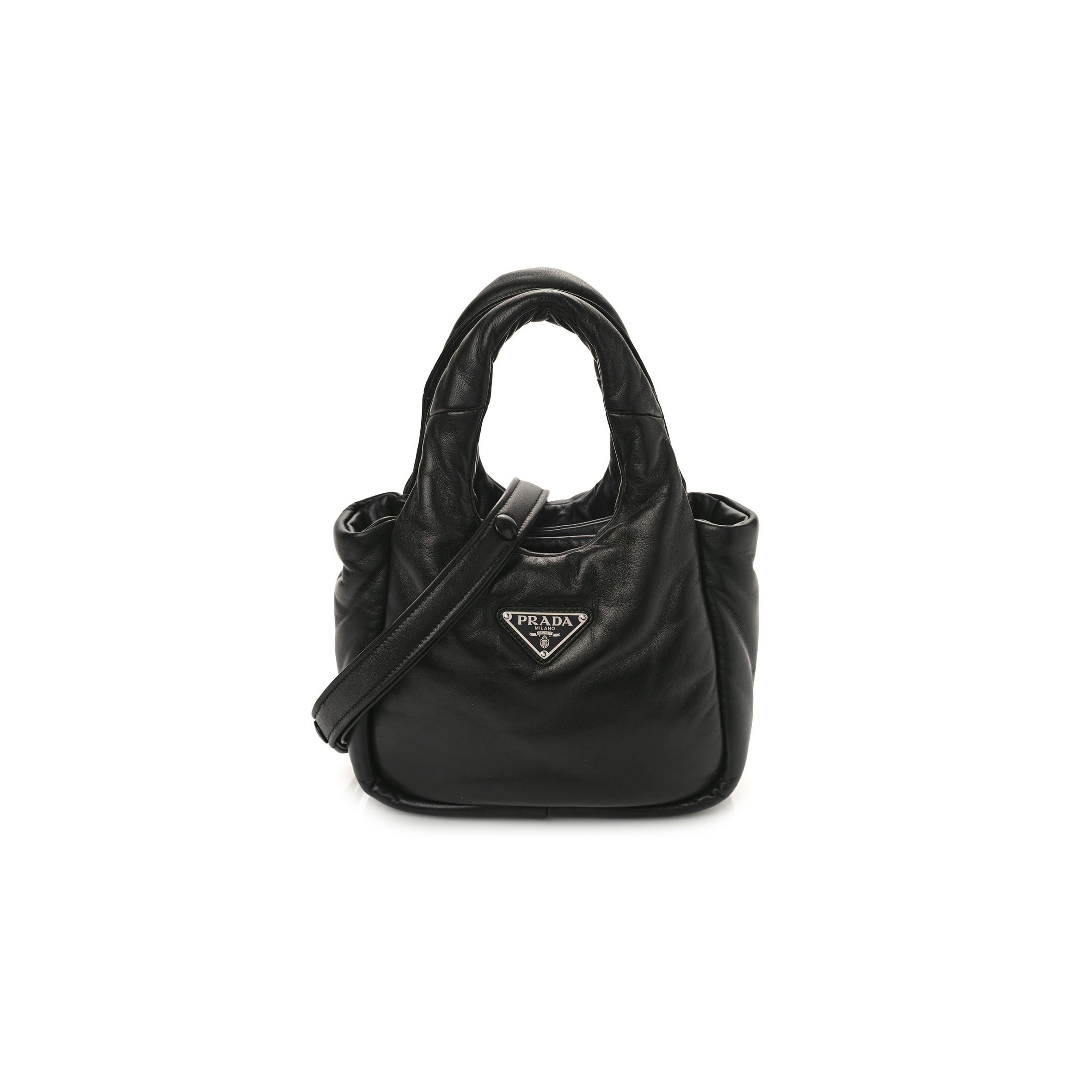 PRADA SOFT NAPPA SMALL PADDED SHOULDER BAG BLACK (30*25*11cm) PRADA SOFT NAPPA SMALL PADDED SHOULDER BAG BLACK (30*25*11cm)